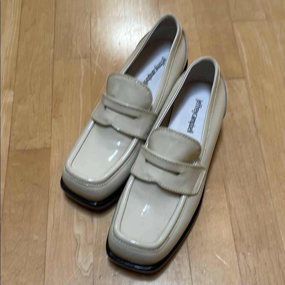 Cream Patent Leather Loafers